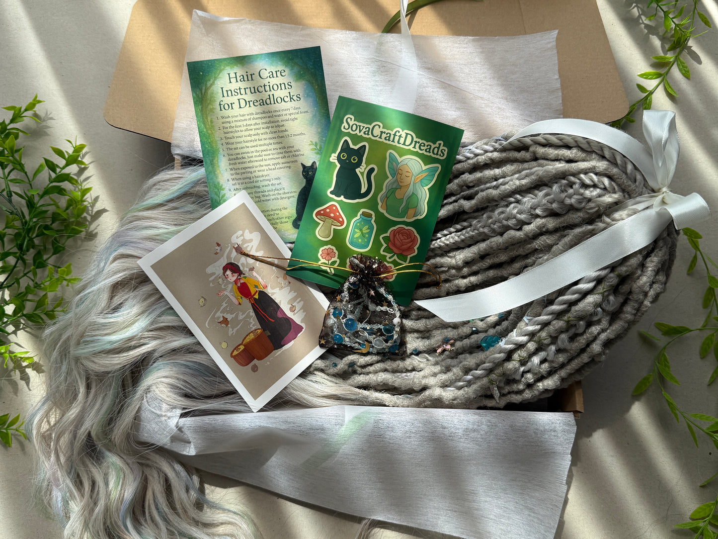 Prismborn Curls Dreadlocks – 90 cm Rainbow & Grey Extra Long Full Set | Collector’s Drop