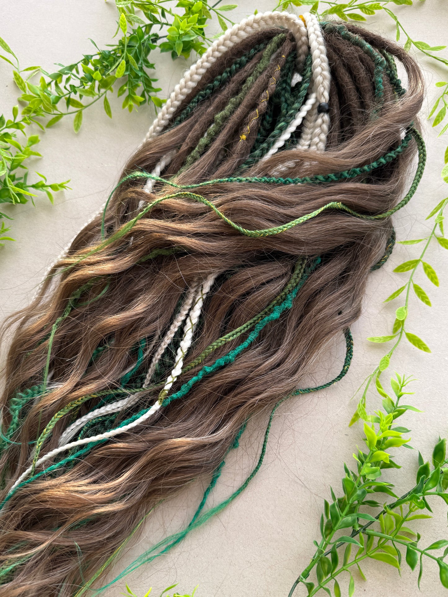 Green & Brown Ombre Dreadlocks – Forest Boho Hair Extensions