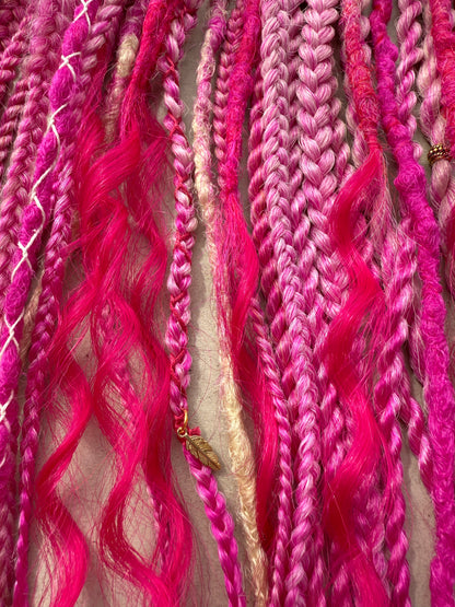 Magenta Muse Dreadlocks – Pink & Fuchsia Full Set Fantasy Hair Extensions
