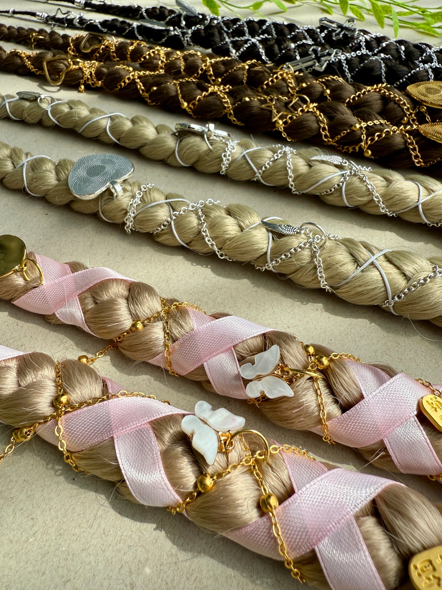 Clip-In Braided Hair Extensions with Charms – Boho Festival Hairpiece (Set of 2)