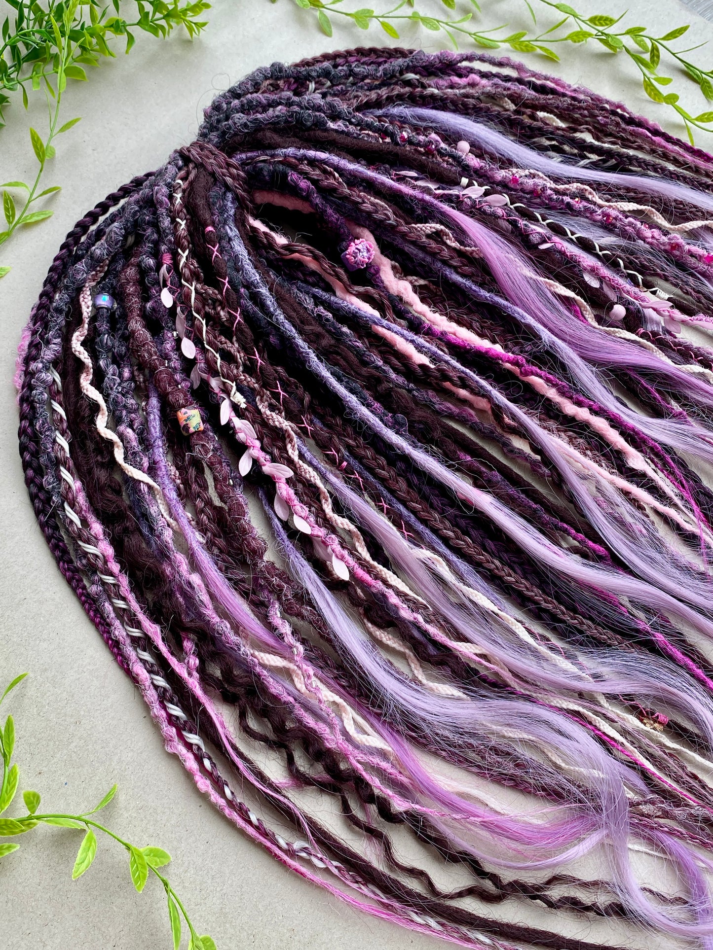 Witchy Purple & Pink Dreadlocks – Lavender Ombre Full Set Fantasy Hair Extensions