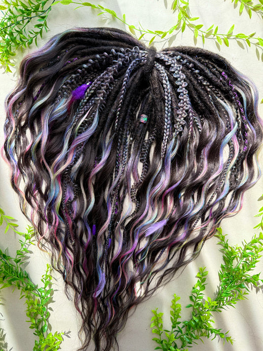 Rainbow Galaxy Dreadlocks – Curly Fantasy Hair Extensions (DE / SE)