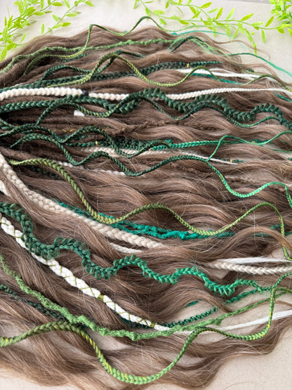 Green & Brown Ombre Dreadlocks – Forest Boho Hair Extensions