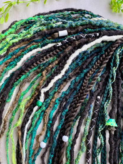Forest Spirit Dreadlocks - Green & Brown Ombre | Handmade Fantasy Hair