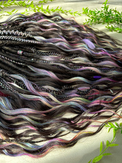 Rainbow Galaxy Dreadlocks – Curly Fantasy Hair Extensions (DE / SE)