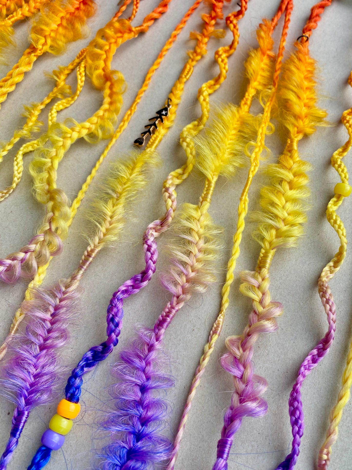 Ombre Rainbow Braided Hair Clips – 5 Piece Set, Bright Festival & Halloween Hair