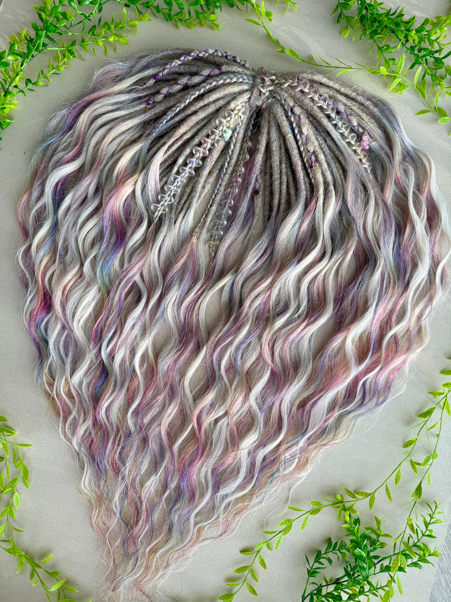 Sunborn Dreadlocks – Rainbow Fantasy Hair Extensions with Blonde Curls (DE / SE)