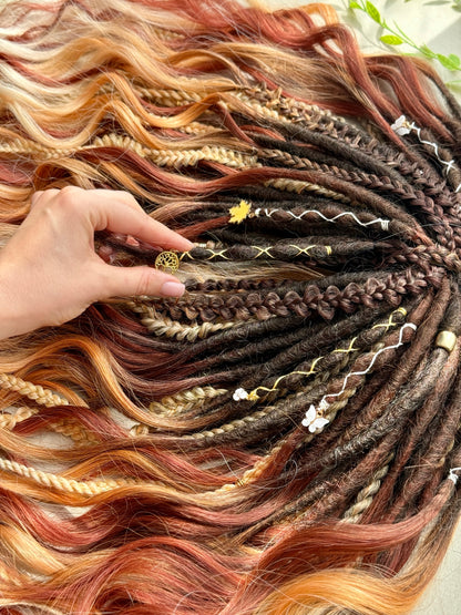 Honey Flame Dreadlocks – Ginger & Blonde Ombre Curly Fantasy Hair Extensions