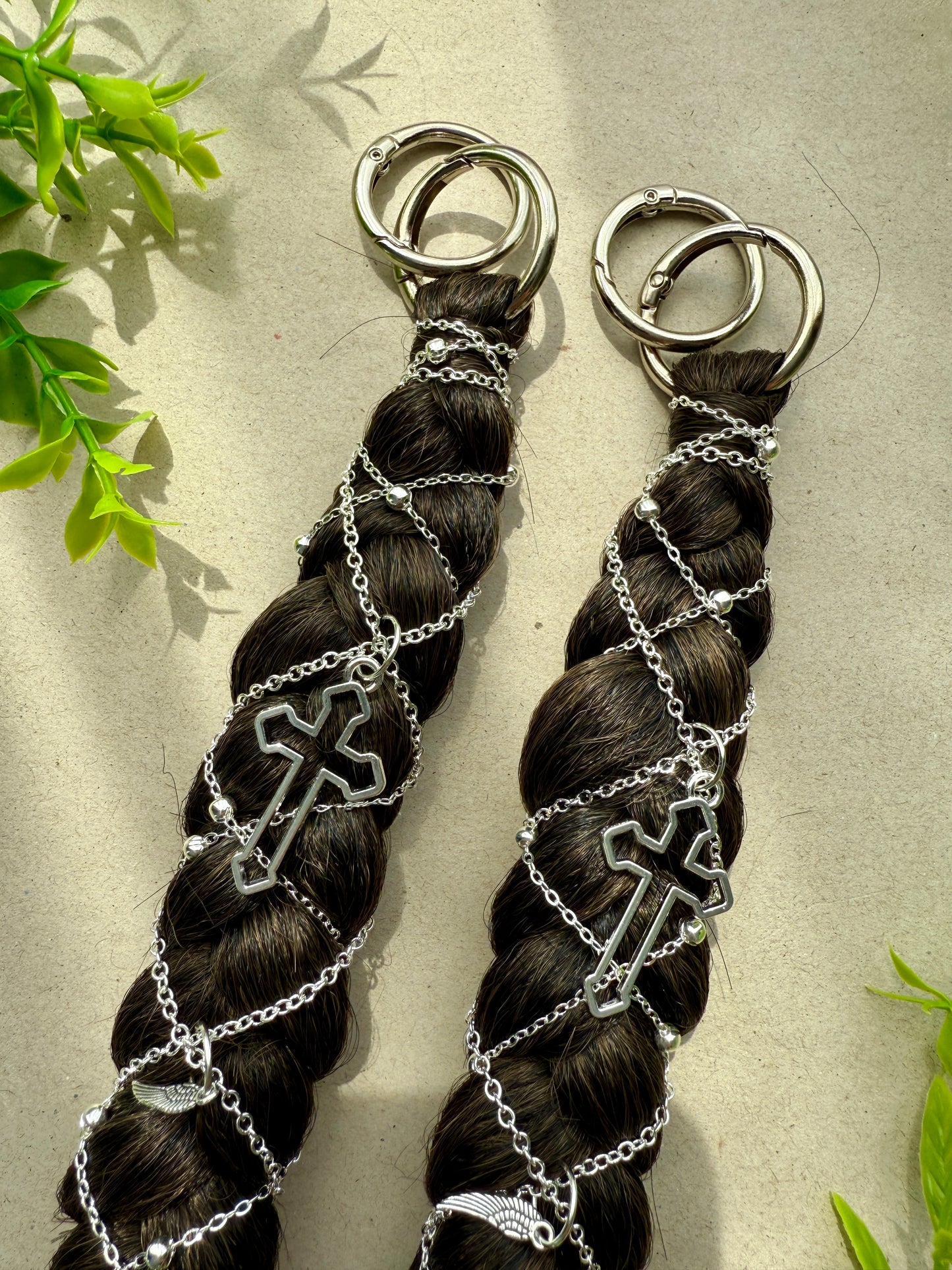 Clip-In Braided Hair Extensions with Charms – Boho Festival Hairpiece (Set of 2)