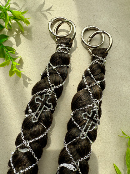 Clip-In Braided Hair Extensions with Charms – Boho Festival Hairpiece (Set of 2)