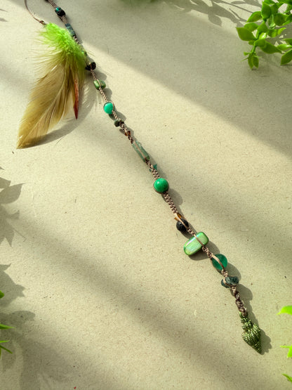 Forest Spirit Lula & Handmade Beaded Charm Set | Natural Stone Dread Wrap & Polymer Clay Dread Accessories
