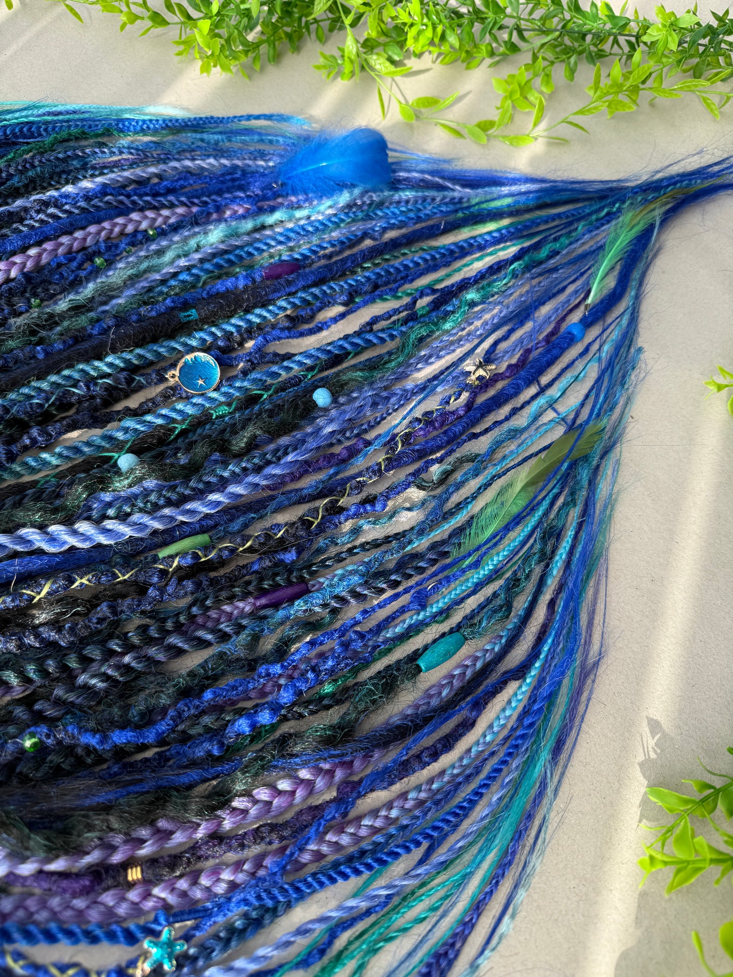Blue Mermaid Dreadlocks – Teal & Sapphire Fantasy Hair Extensions (DE / SE)
