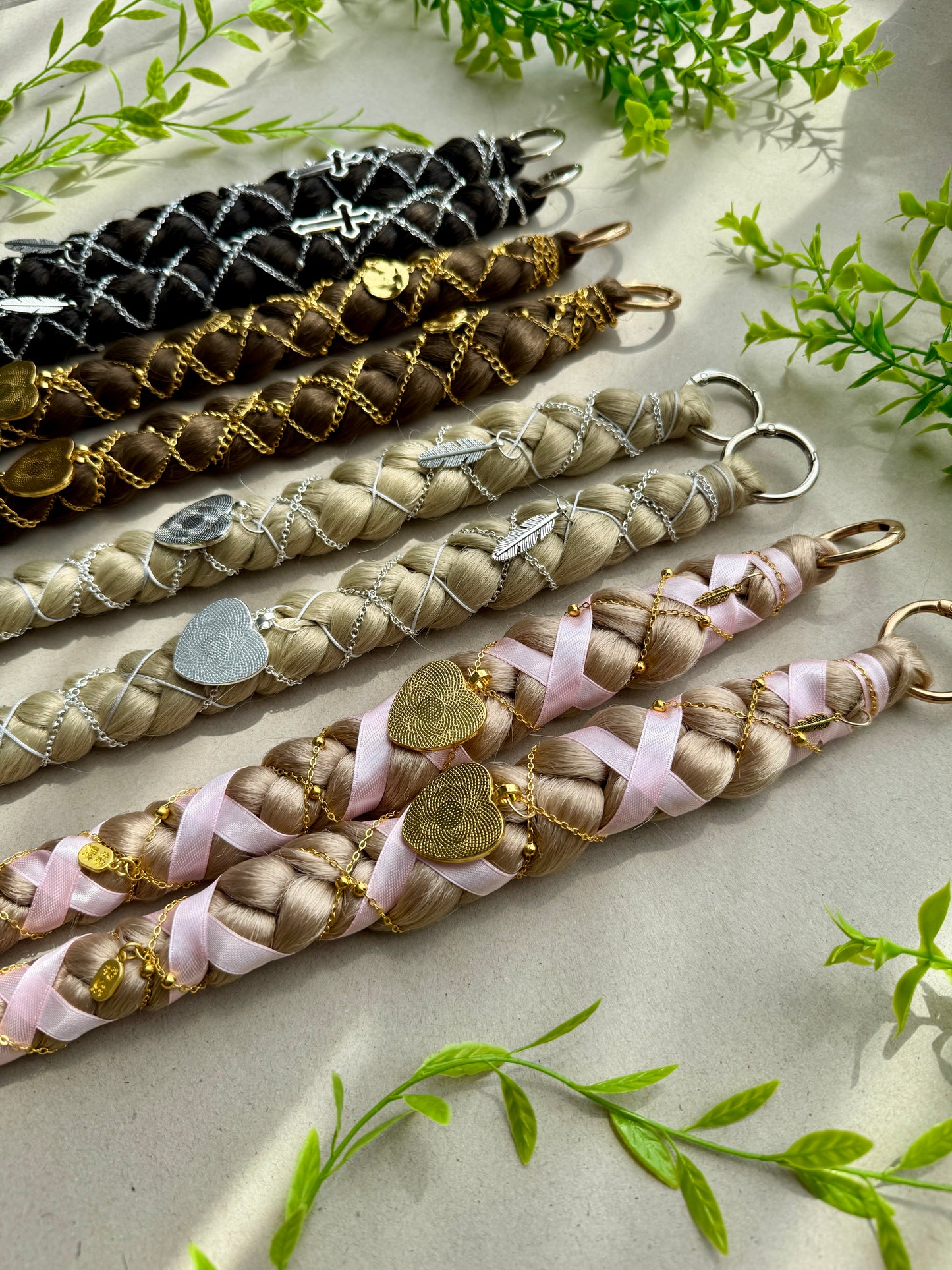 Clip-In Braided Hair Extensions with Charms – Boho Festival Hairpiece (Set of 2)