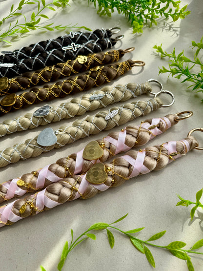 Clip-In Braided Hair Extensions with Charms – Boho Festival Hairpiece (Set of 2)