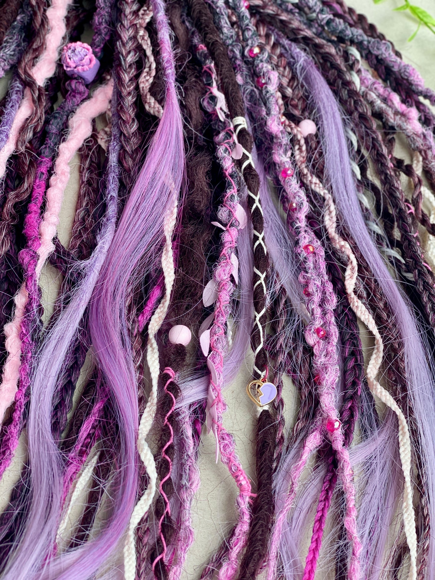 Witchy Purple & Pink Dreadlocks – Lavender Ombre Full Set Fantasy Hair Extensions