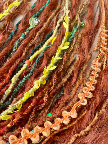 Autumn Nymph Dreadlocks – Copper & Ginger Forest Fantasy DE Hair Extensions