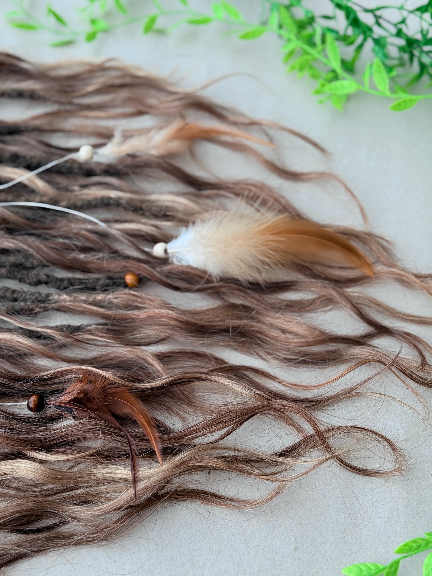 Brown Partial Dreadlock Set with Human Hair Ends | 26 DE Dreads for Undercut or Nape Install | Handmade Boho Dread Extensions | Ready to Ship
