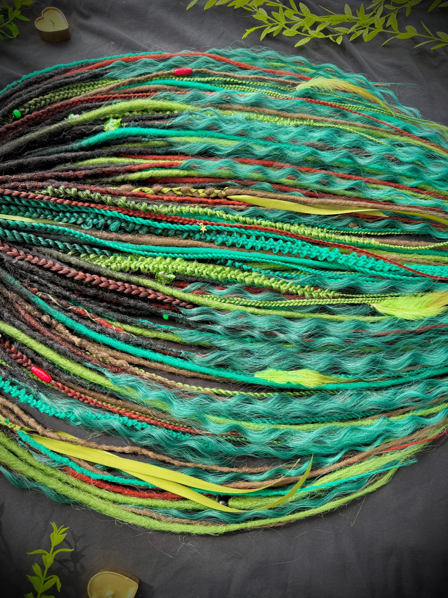 Deep Green & Black Witchy Full Dreads Set: Extra Long 90cm Collector’s Set