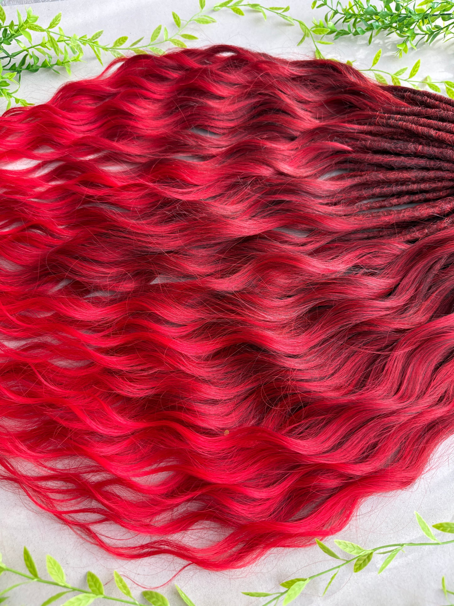 Red Ombre Dreadlock Curls – Synthetic Curly Fantasy Hair Extensions (DE / SE)