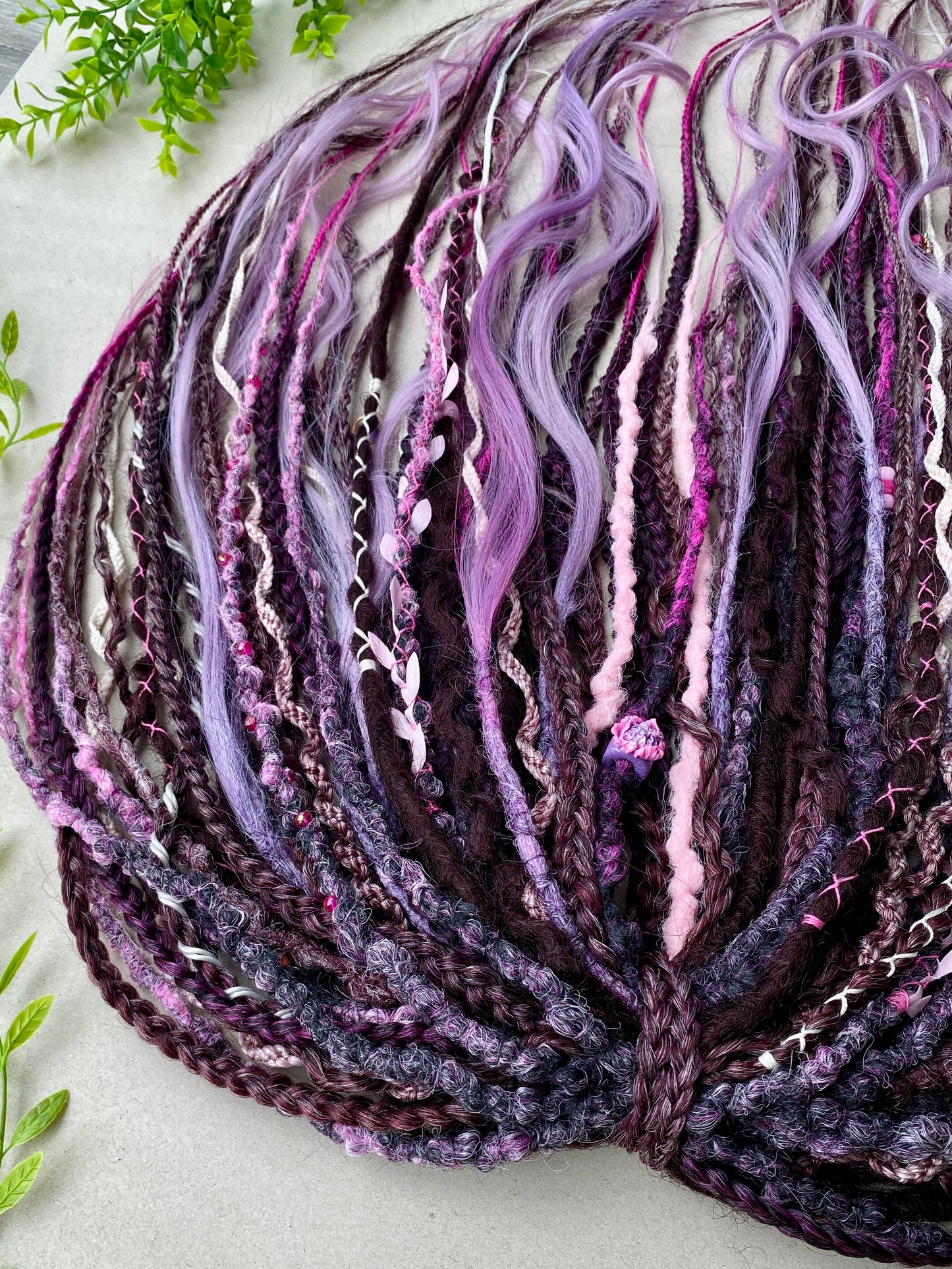 Witchy Purple & Pink Dreadlocks – Lavender Ombre Full Set Fantasy Hair Extensions