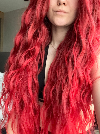 Red Ombre Dreadlock Curls – Synthetic Curly Fantasy Hair Extensions (DE / SE)