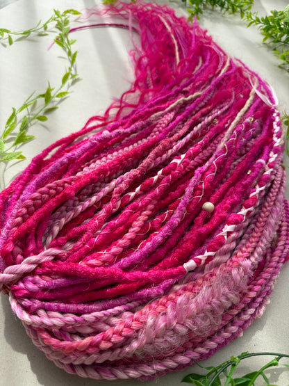 Magenta Muse Dreadlocks – Pink & Fuchsia Full Set Fantasy Hair Extensions