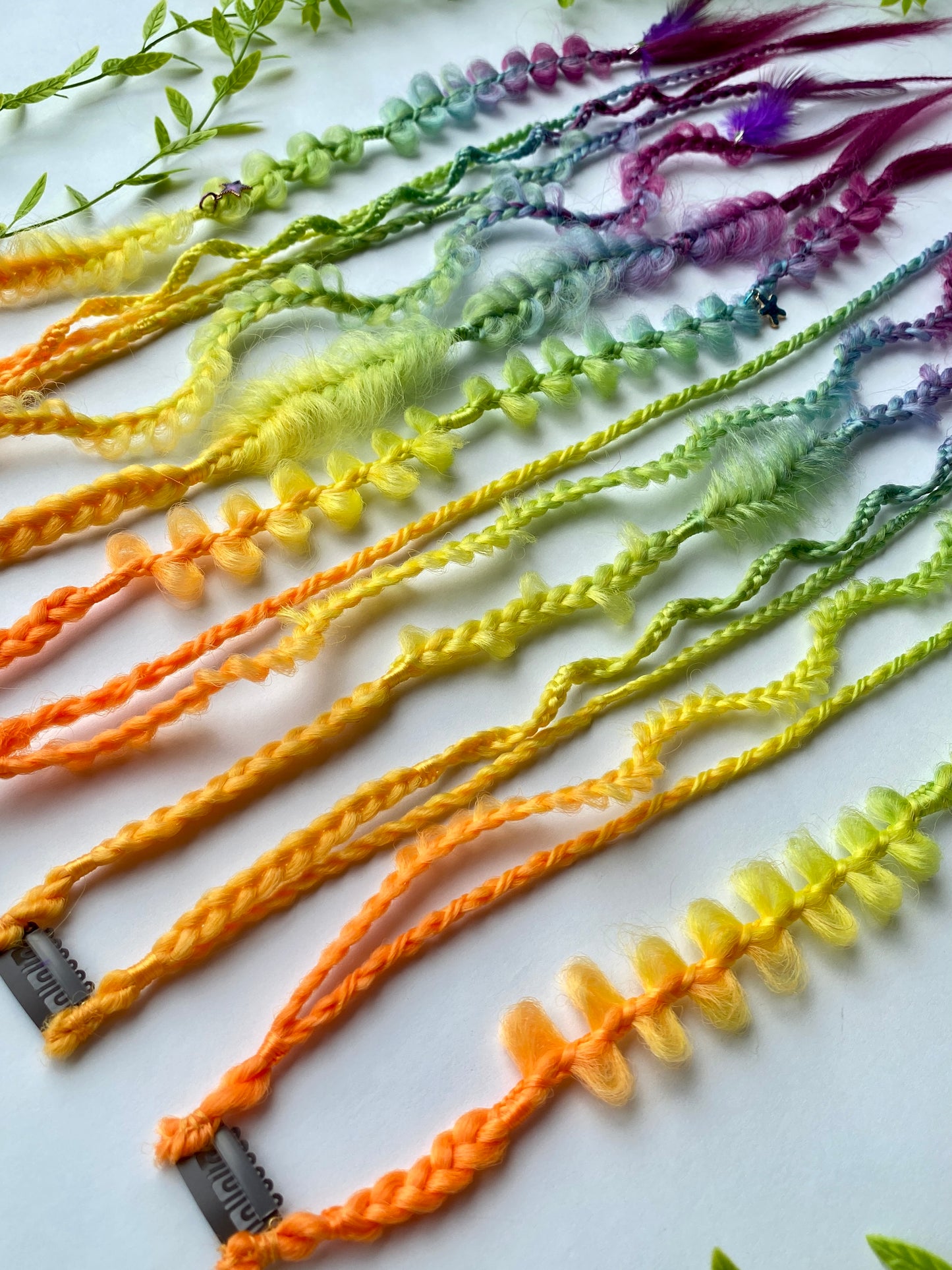 Color Gradient Braided Hair Clips – 5 Piece Set, Bold Festival Hair Accessories
