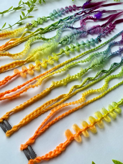 Color Gradient Braided Hair Clips – 5 Piece Set, Bold Festival Hair Accessories