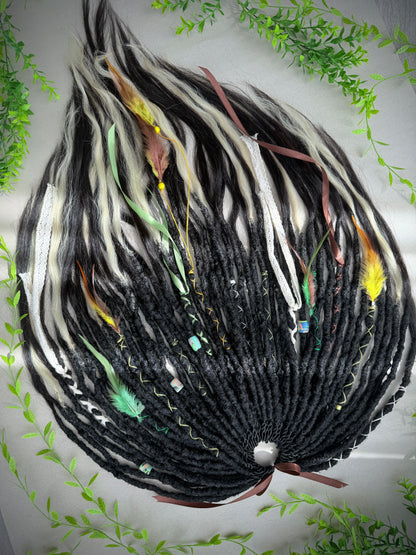 Black & Blonde Dreadlocks with Human Hair Tips – 80 cm SE Full Set