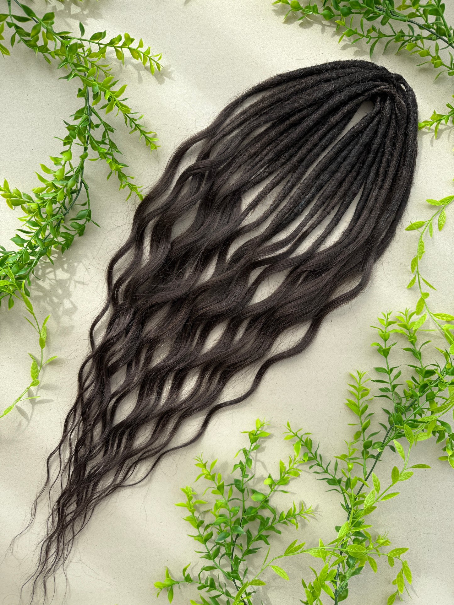Dark Brown Natural Dreadlocks with Curls – Textured Boho Hair Extensions (DE / SE)
