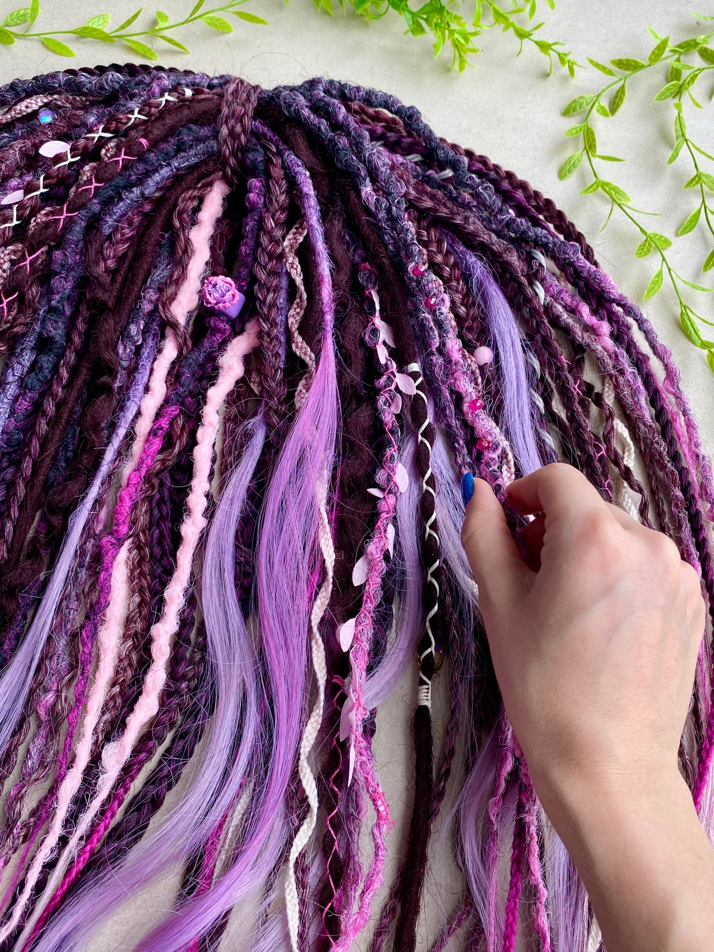 Witchy Purple & Pink Dreadlocks – Lavender Ombre Full Set Fantasy Hair Extensions