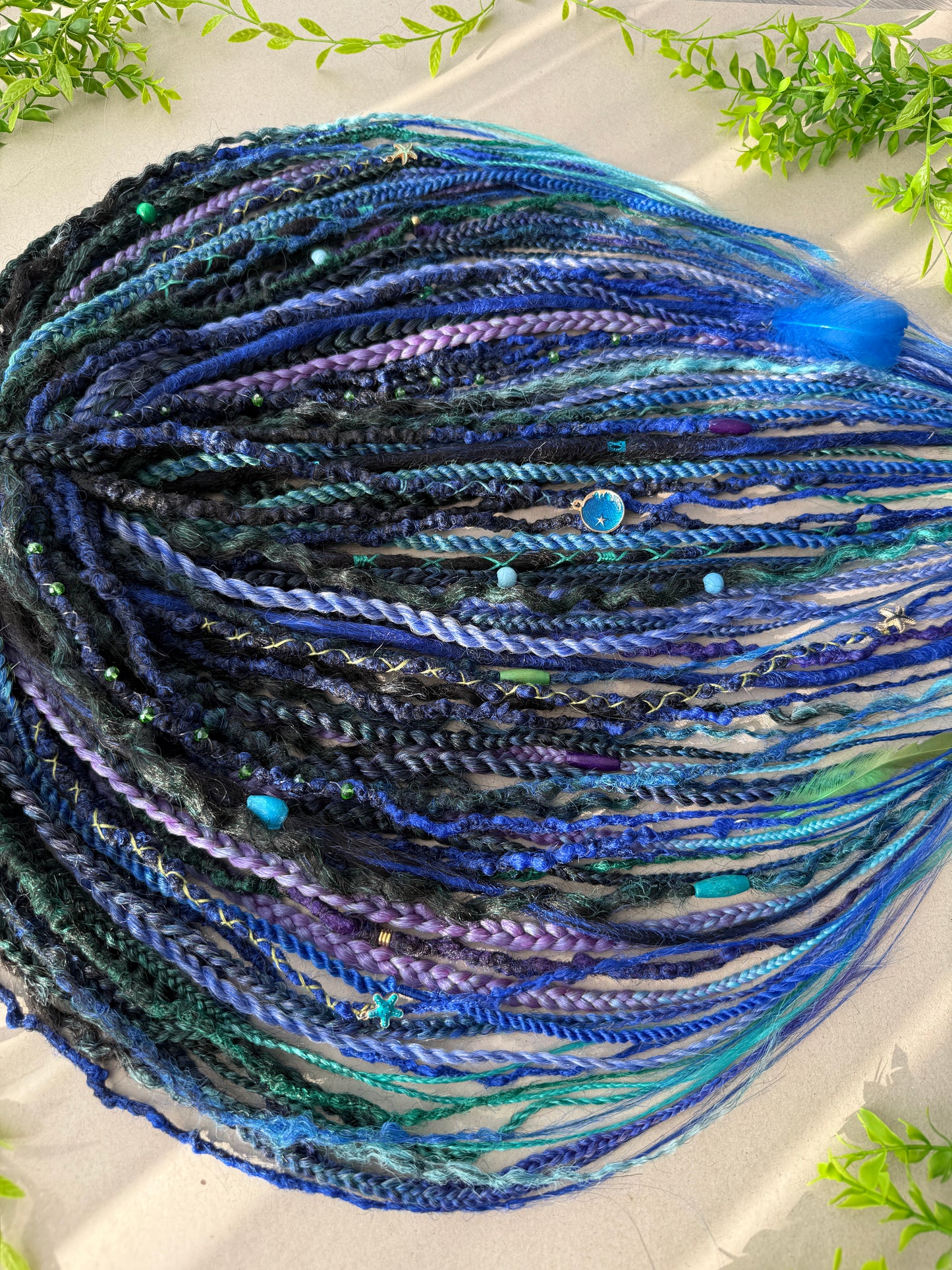 Blue Mermaid Dreadlocks – Teal & Sapphire Fantasy Hair Extensions (DE / SE)