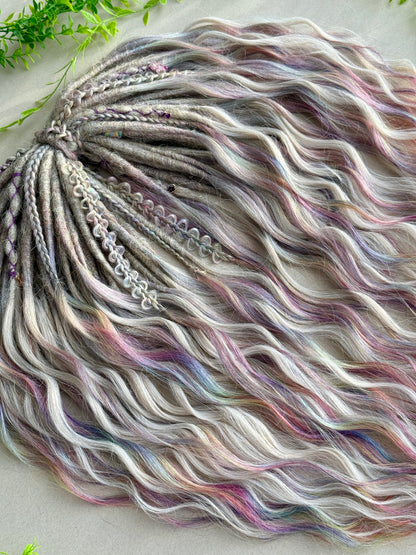 Sunborn Dreadlocks – Rainbow Fantasy Hair Extensions with Blonde Curls (DE / SE)