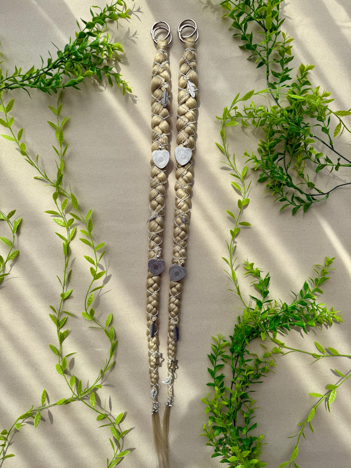 Clip-In Braided Hair Extensions with Charms – Boho Festival Hairpiece (Set of 2)