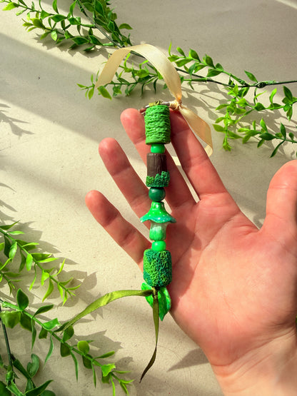 Forest Spirit Lula & Handmade Beaded Charm Set | Natural Stone Dread Wrap & Polymer Clay Dread Accessories