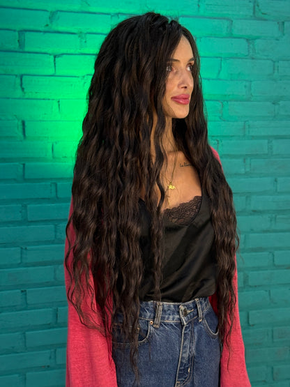 Dark Brown Natural Dreadlocks with Curls – Textured Boho Hair Extensions (DE / SE)