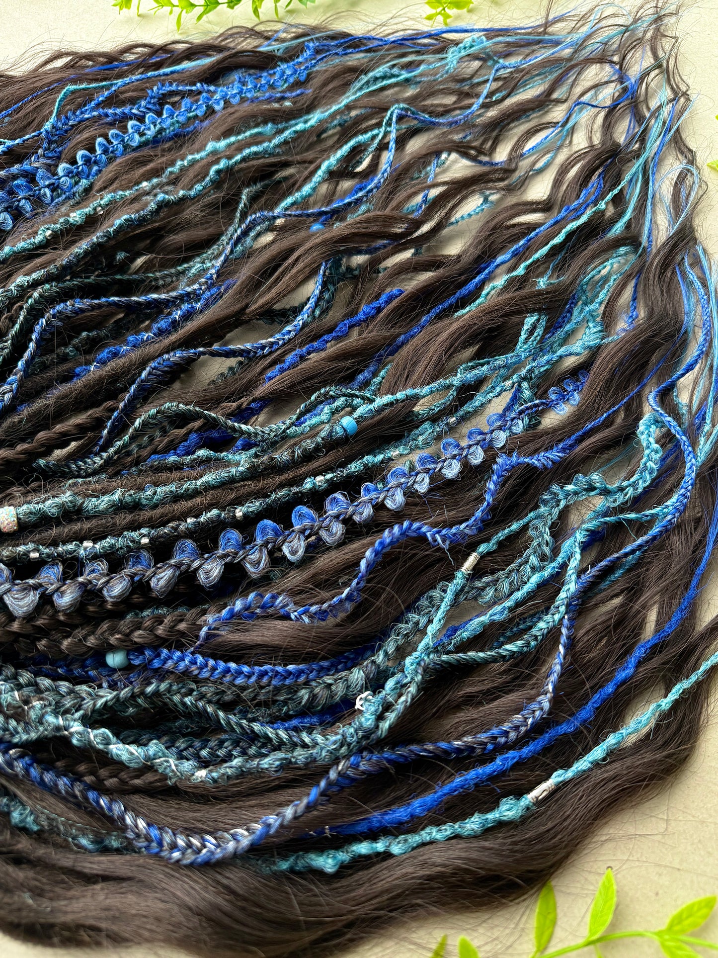 Blue Mermaid Dreadlocks – Teal & Sapphire Fantasy Hair Extensions (DE / SE)