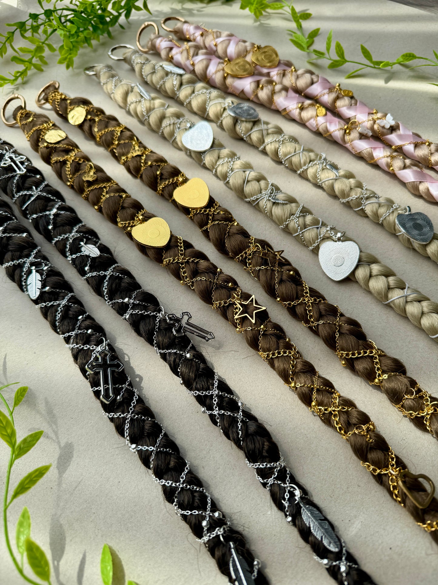 Clip-In Braided Hair Extensions with Charms – Boho Festival Hairpiece (Set of 2)