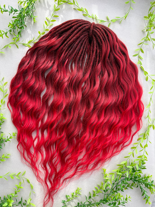 Red Ombre Dreadlock Curls – Synthetic Curly Fantasy Hair Extensions (DE / SE)