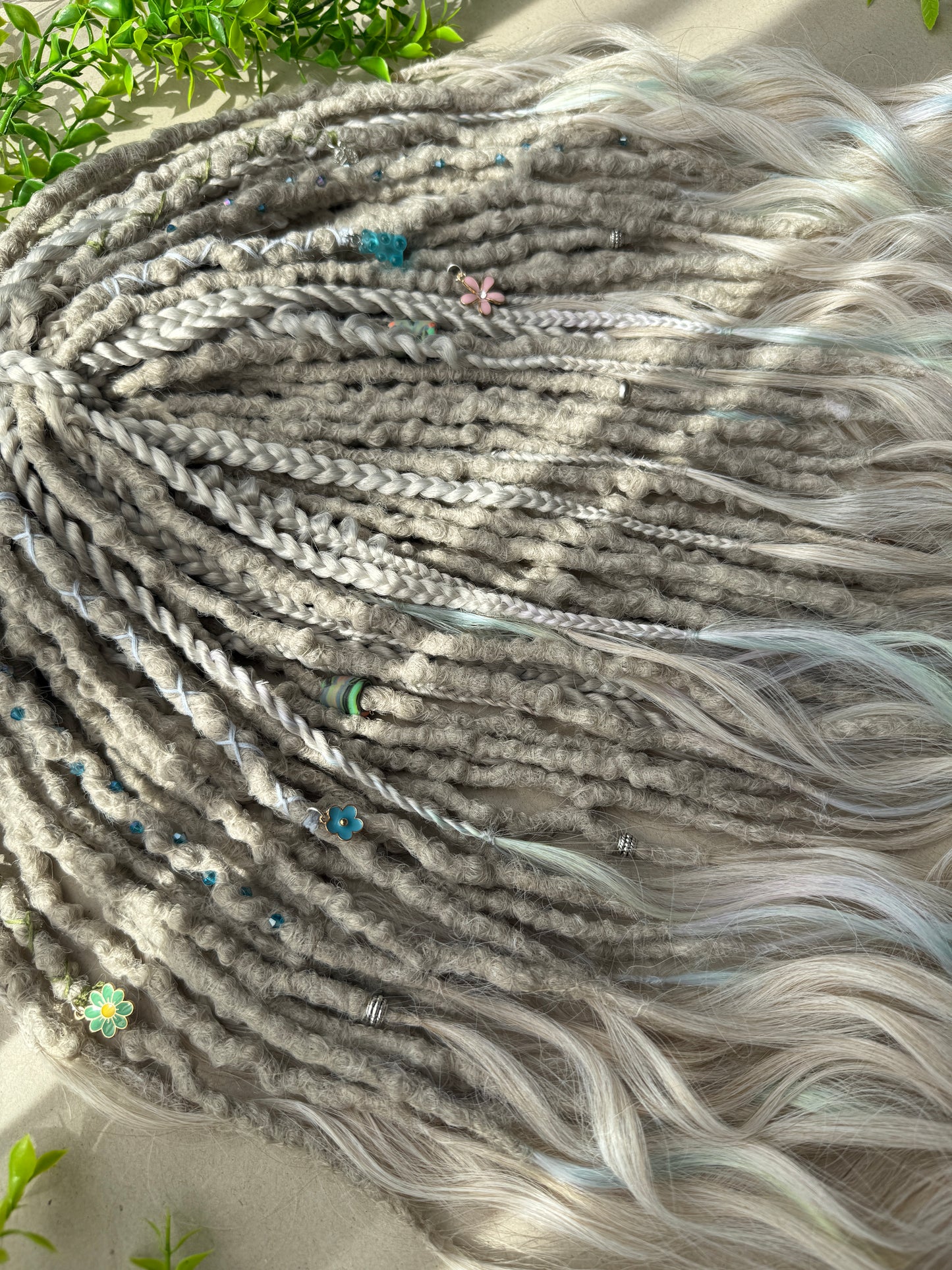 Prismborn Curls Dreadlocks – 90 cm Rainbow & Grey Extra Long Full Set | Collector’s Drop