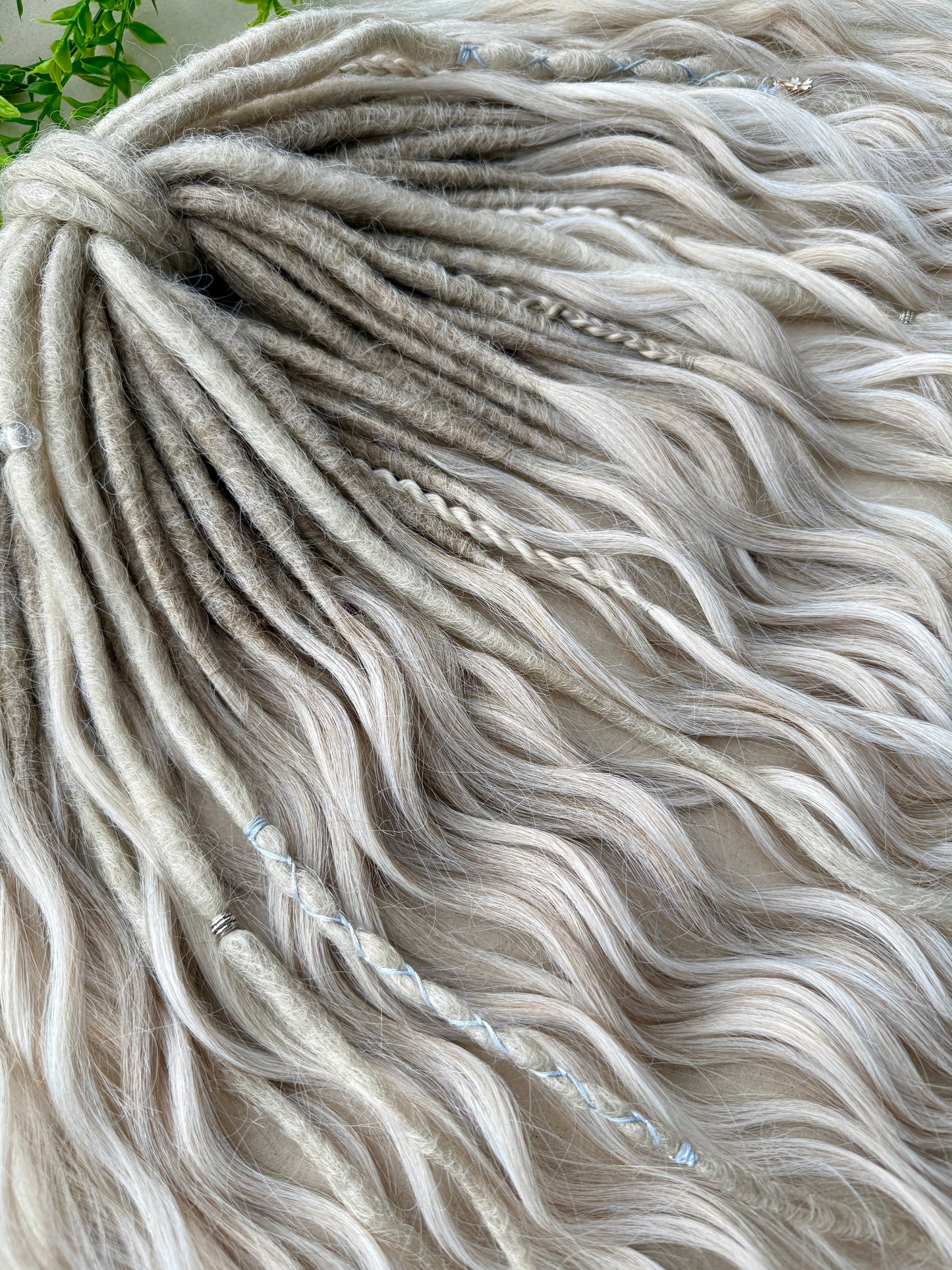 Blonde Ombre Dreadlocks with Curls – Cream & White Fantasy Hair Extensions (DE / SE)