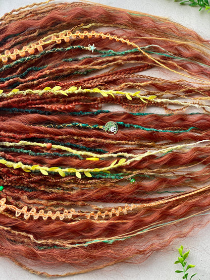 Autumn Nymph Dreadlocks – Copper & Ginger Forest Fantasy DE Hair Extensions