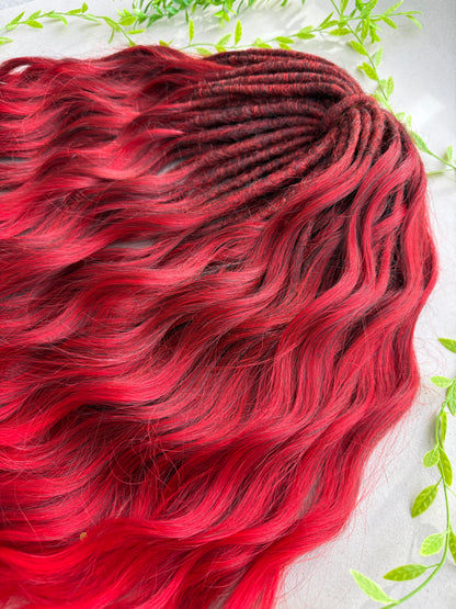 Red Ombre Dreadlock Curls – Synthetic Curly Fantasy Hair Extensions (DE / SE)