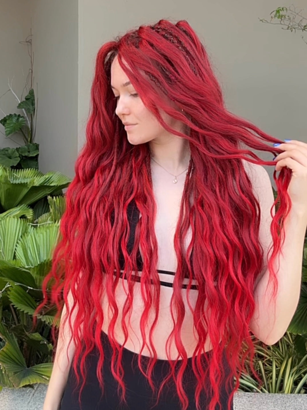 Red Ombre Dreadlock Curls – Synthetic Curly Fantasy Hair Extensions (DE / SE)