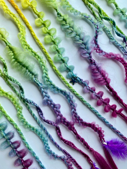 Color Gradient Braided Hair Clips – 5 Piece Set, Bold Festival Hair Accessories