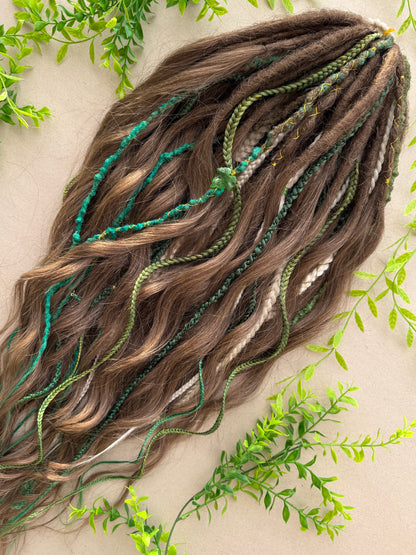 Green & Brown Ombre Dreadlocks – Forest Boho Hair Extensions