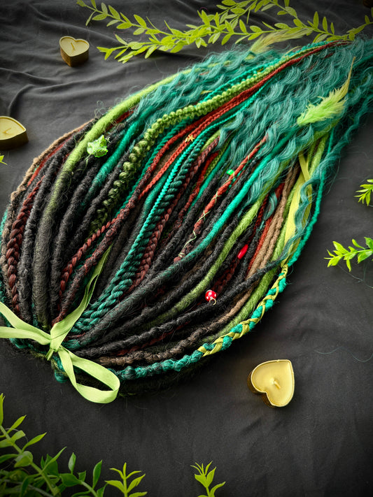 Deep Green & Black Witchy Full Dreads Set: Extra Long 90cm Collector’s Set