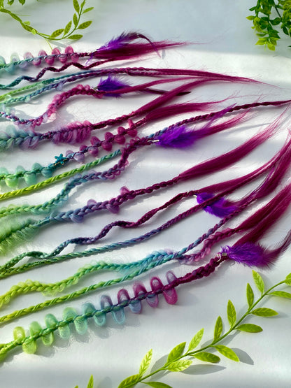 Color Gradient Braided Hair Clips – 5 Piece Set, Bold Festival Hair Accessories