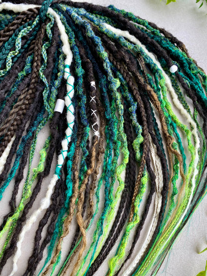 Forest Spirit Dreadlocks - Green & Brown Ombre | Handmade Fantasy Hair