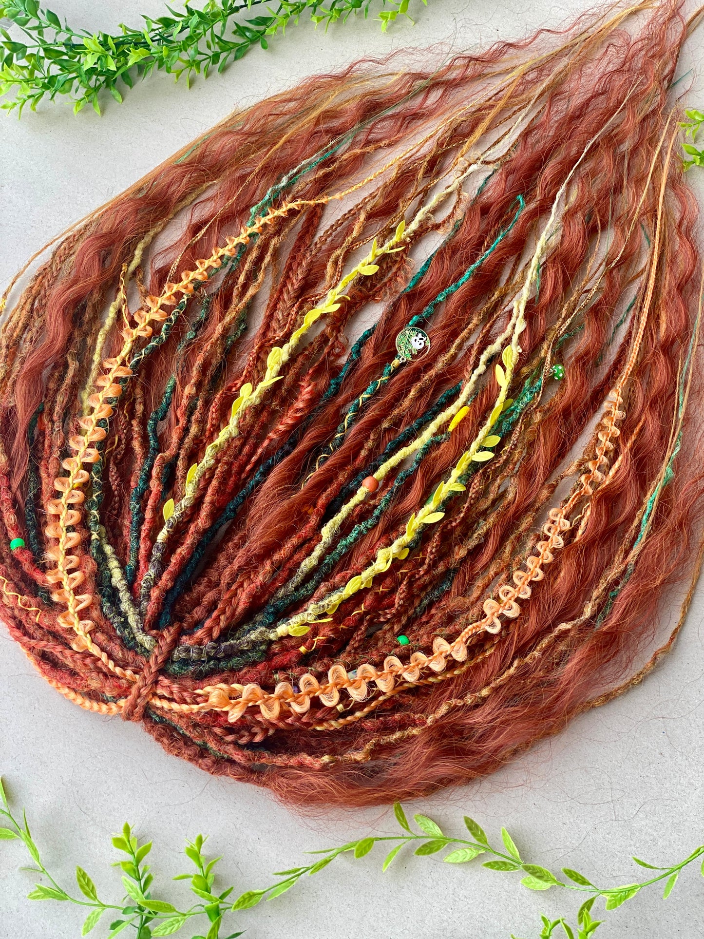Autumn Nymph Dreadlocks – Copper & Ginger Forest Fantasy DE Hair Extensions